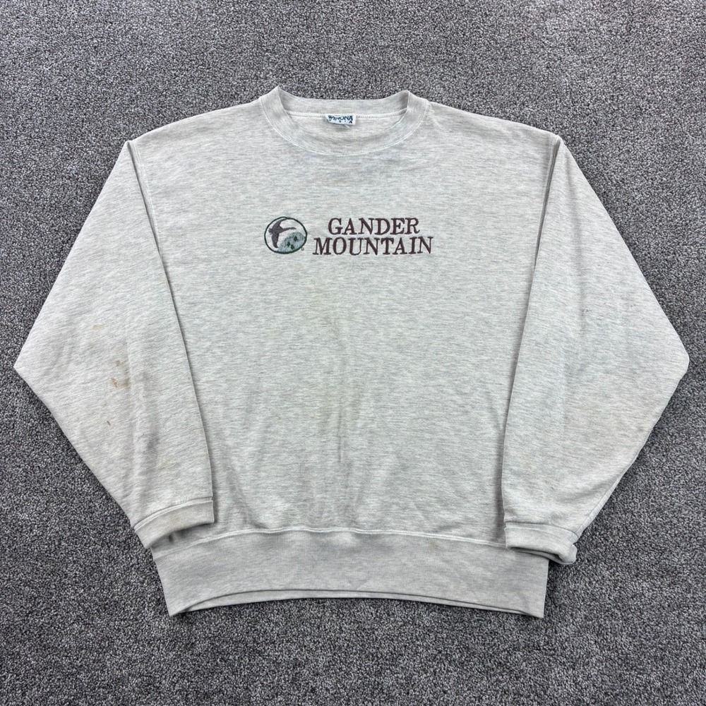 Vintage Gander Mountain Sweatshirt Mens XL Gray Embroidered Logo‎ Outdoors Hunt